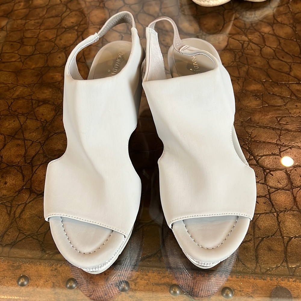 Donald J. Pliner White Leather Wedge Sandals